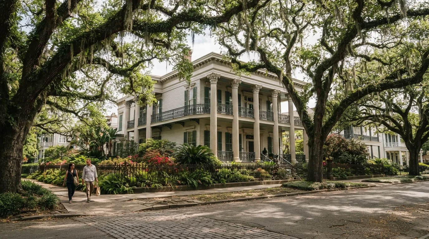 Garden District, New Orleans: Palæer, sporvogne og Magazine Street-ro